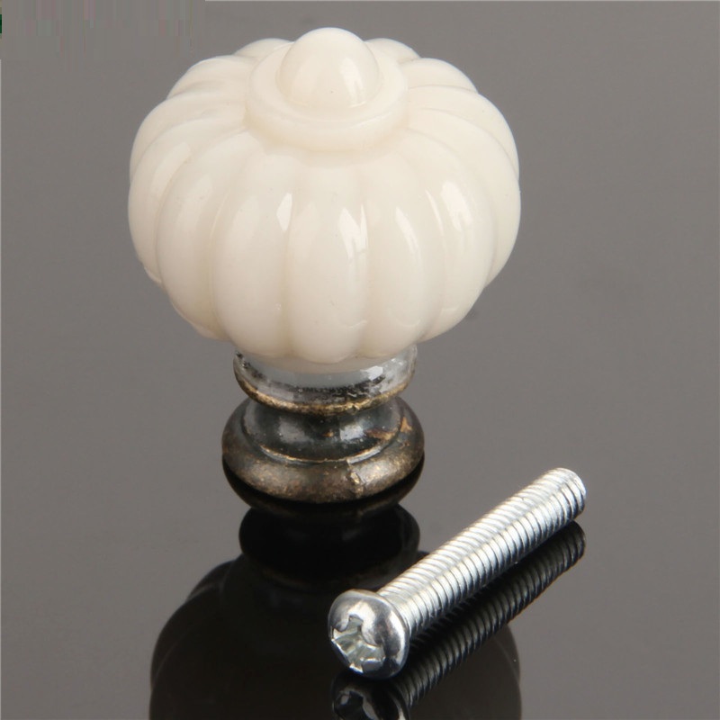 Furniture Hardware Knobs - 1pc acrílico marfim branco abóbora armário