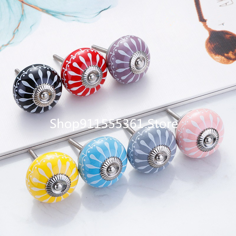 Unique Furniture Hardware Pulls - Puxadores de cerâmica/armário azul branco puxa