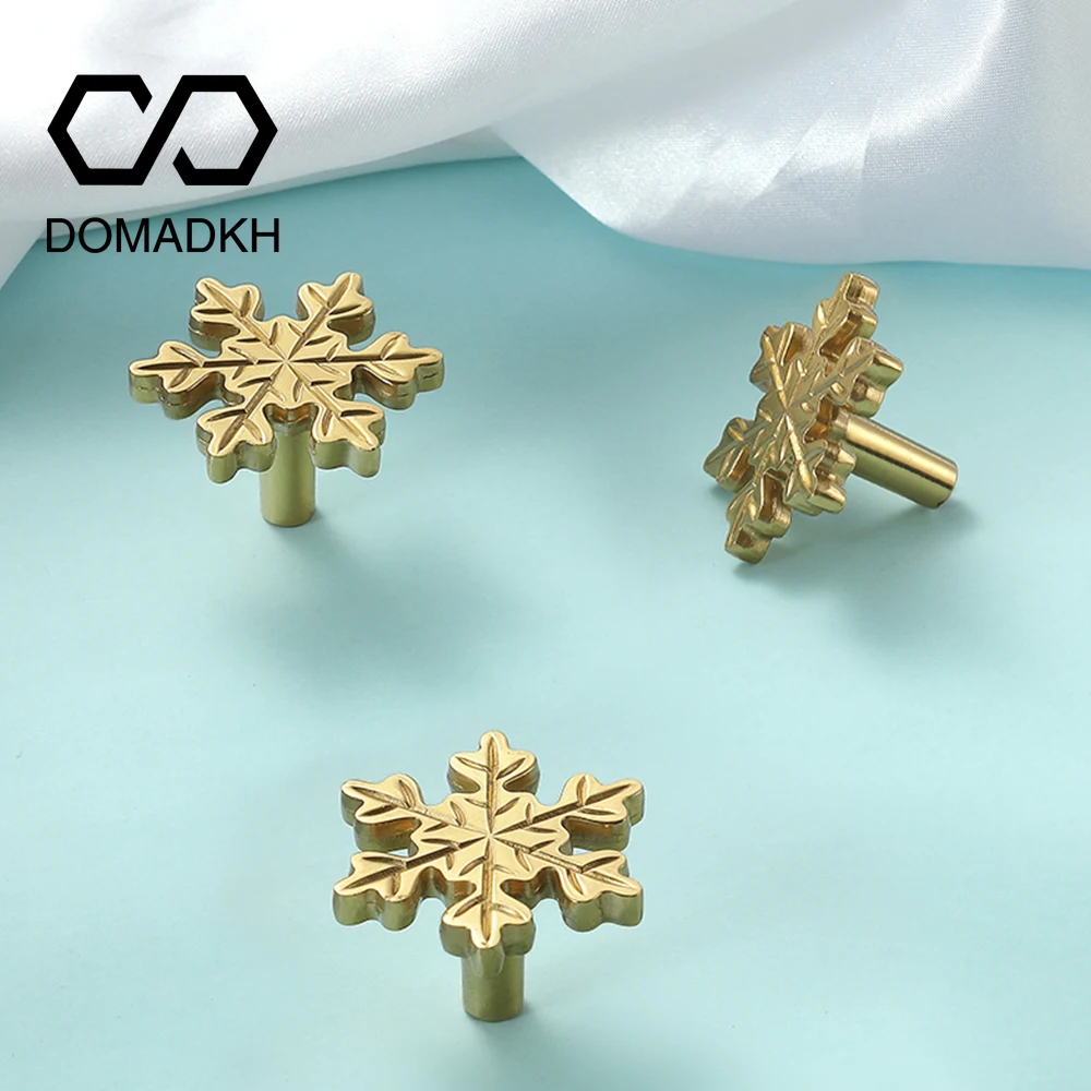 Unique Furniture Hardware Pulls - Snowflake Brass Cabinet Door Knobs, Unique
