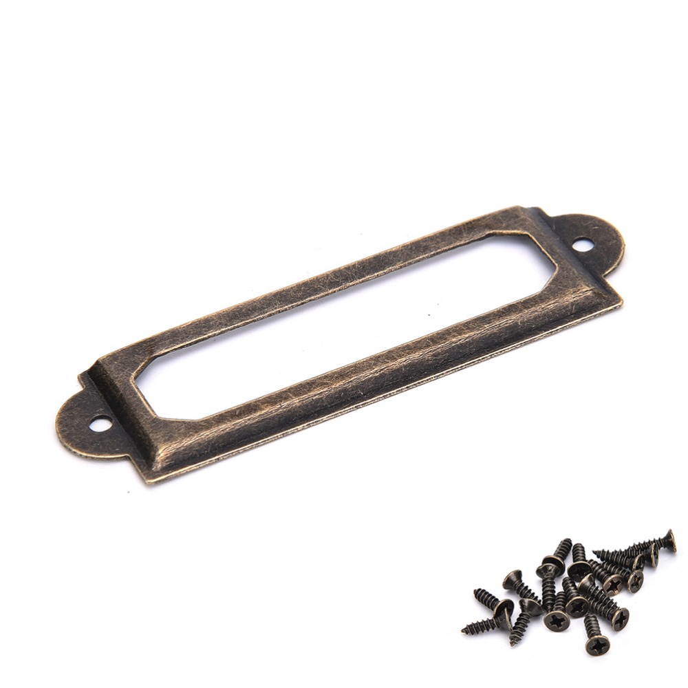 Antique Brass Metal Label Pull - Furniture Hardware Names avaliação e preço